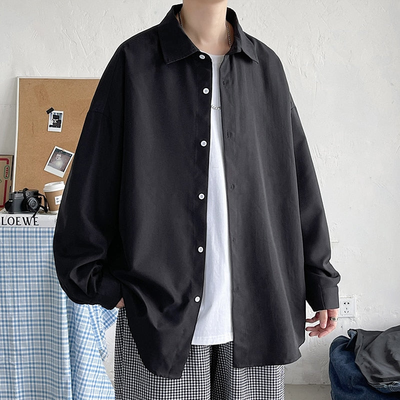 Long Sleeve Button Up - Oversized Korean Style