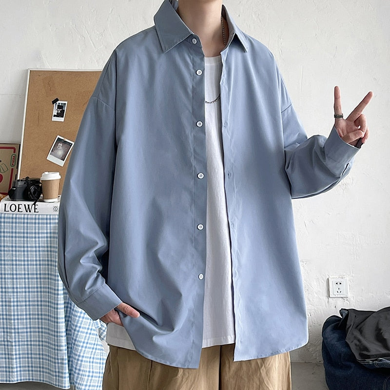 Long Sleeve Button Up - Oversized Korean Style
