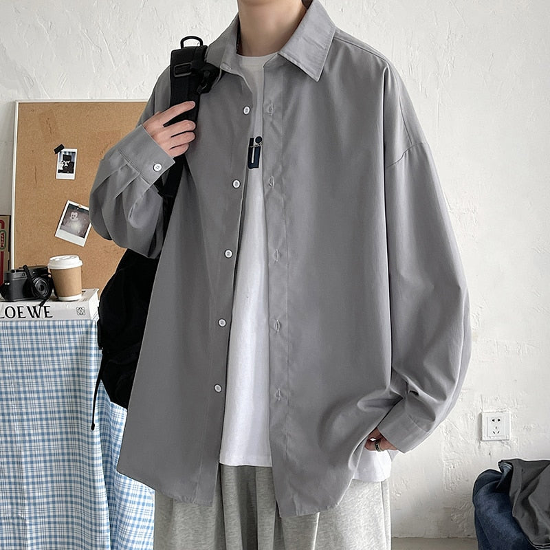 Long Sleeve Button Up - Oversized Korean Style