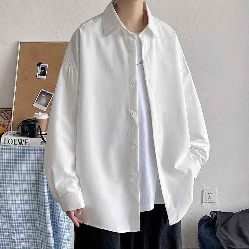 Long Sleeve Button Up - Oversized Korean Style